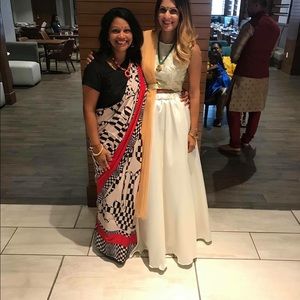 Indian Saree - black, cream, red